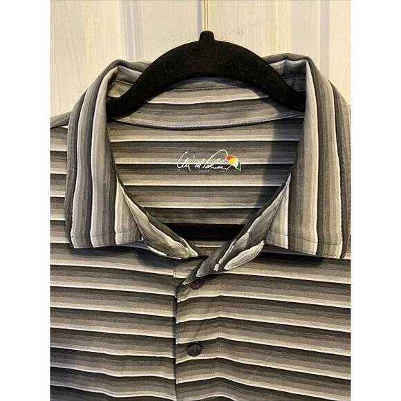 Arnold Palmer Polo Shirt Men’s Size Large Pastel Gray Stripe Golf Active Sports - Picture 6 of 7